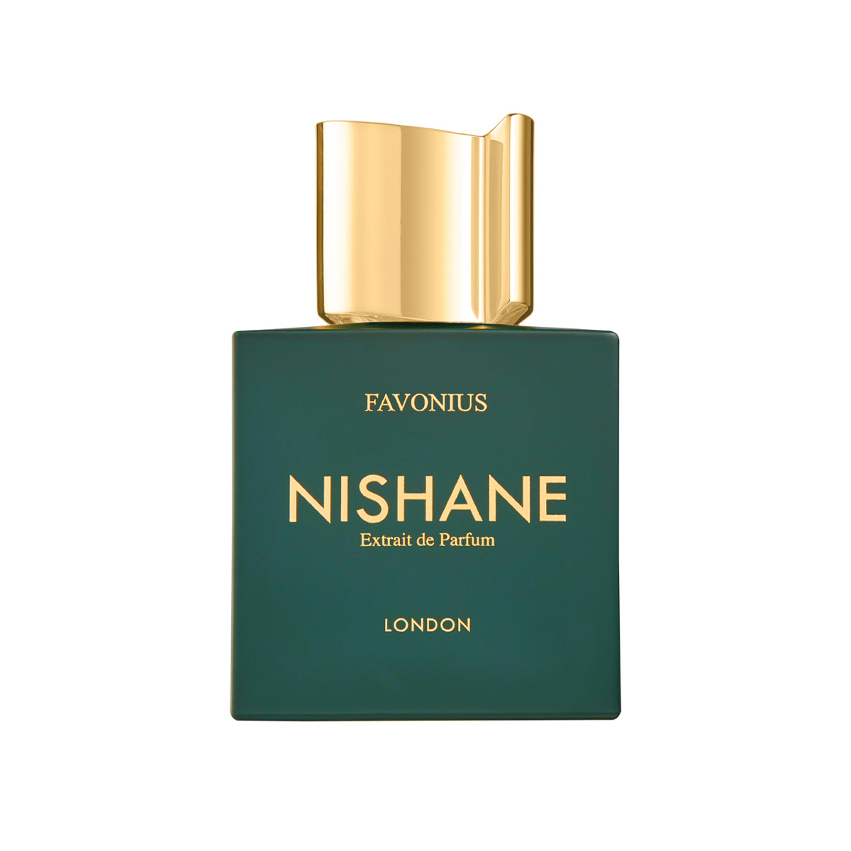 Favonius von Nishane – Extrait de Parfum im edlen Flakon in British Racing Green mit goldfarbener, crackle-artiger Porzellankappe. Jetzt bei 4D OUTFITTERS.