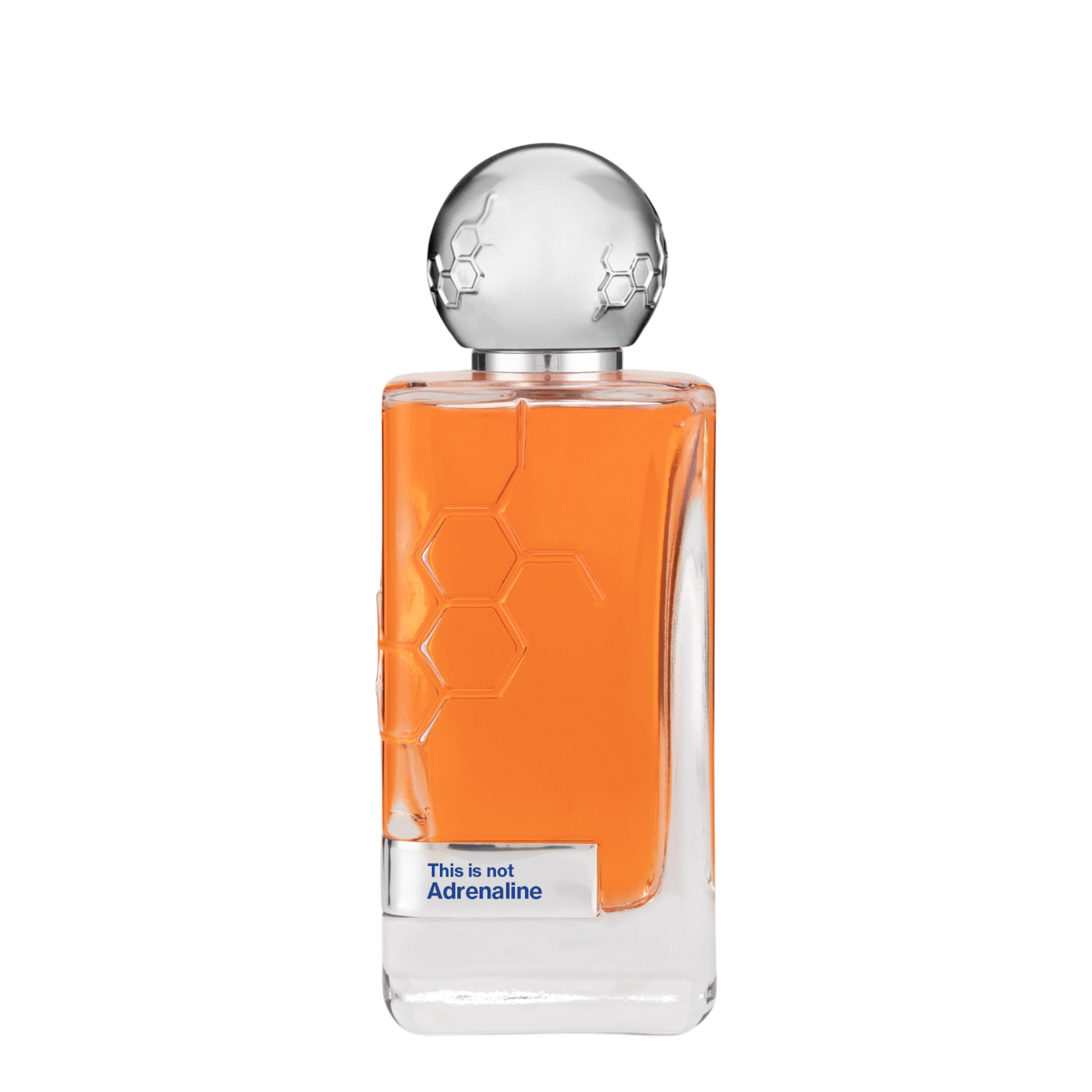 Hormone Paris This is Not Adrenaline Parfum 100 ml Flakon mit transparenter Glasflasche, silberner Kugelkappe mit Molekül-Design und Etikett auf weißem Hintergrund.