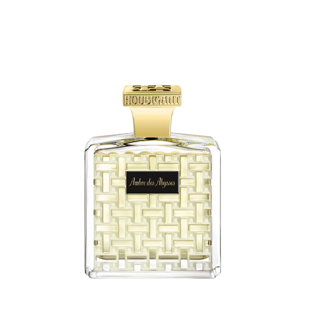 Ambre des Abysses Eau de Parfum von Houbigant – luxuriöser Flakon mit goldenen Akzenten, vereint frische und warme Duftnoten. Jetzt bei 4D OUTFITTERS erhältlich.​