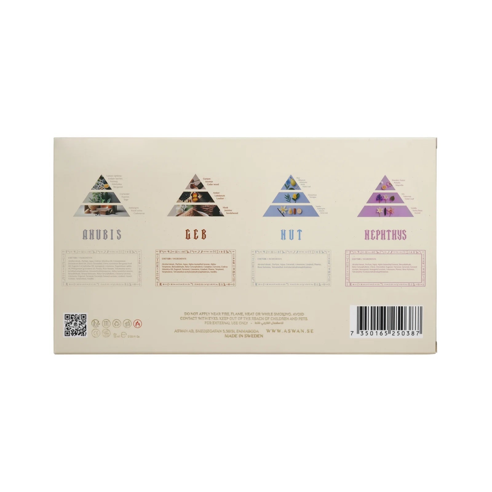 Aswan Travel Set 3, Anubis - Geb - Nut - Nephthys