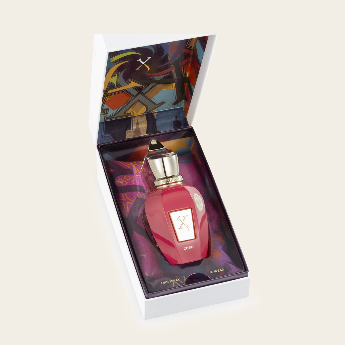 Coro von Xerjoff – Eau de Parfum 50 ml Flakon in geöffneter Geschenkbox