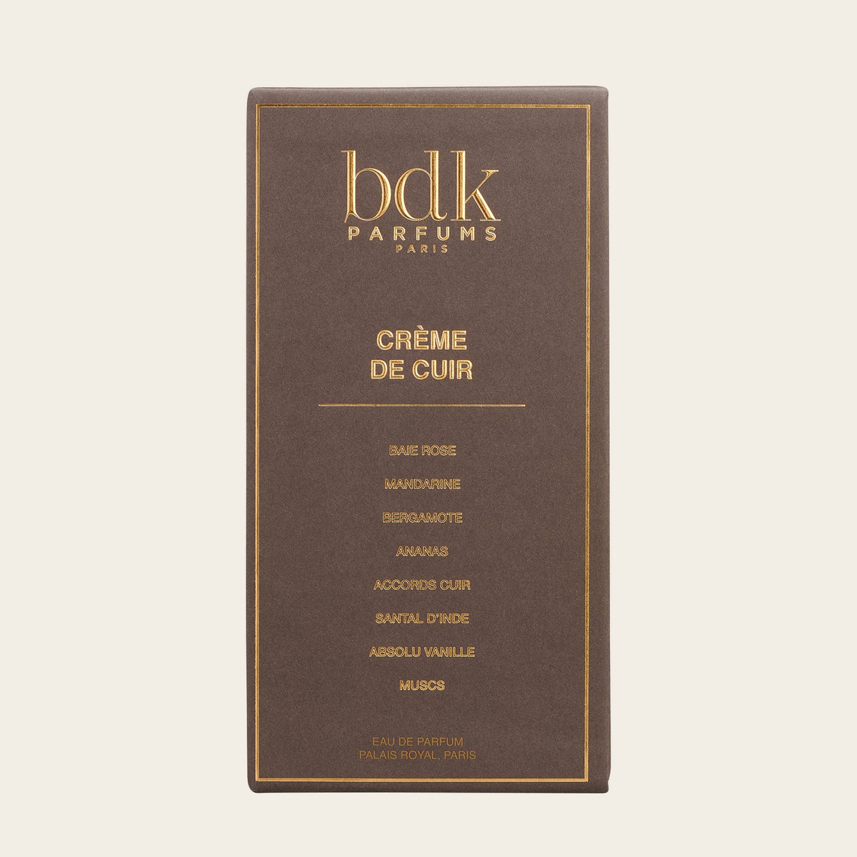 Crème de Cuir von BDK Parfums – Verpackung mit Duftnoten