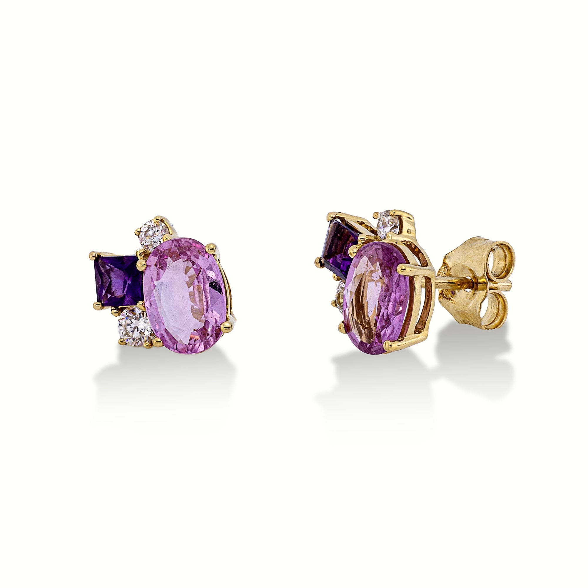 Ohrstecker DD2X69554G 18kt Gelbgold mit Saphire, Amethyste und Diamanten