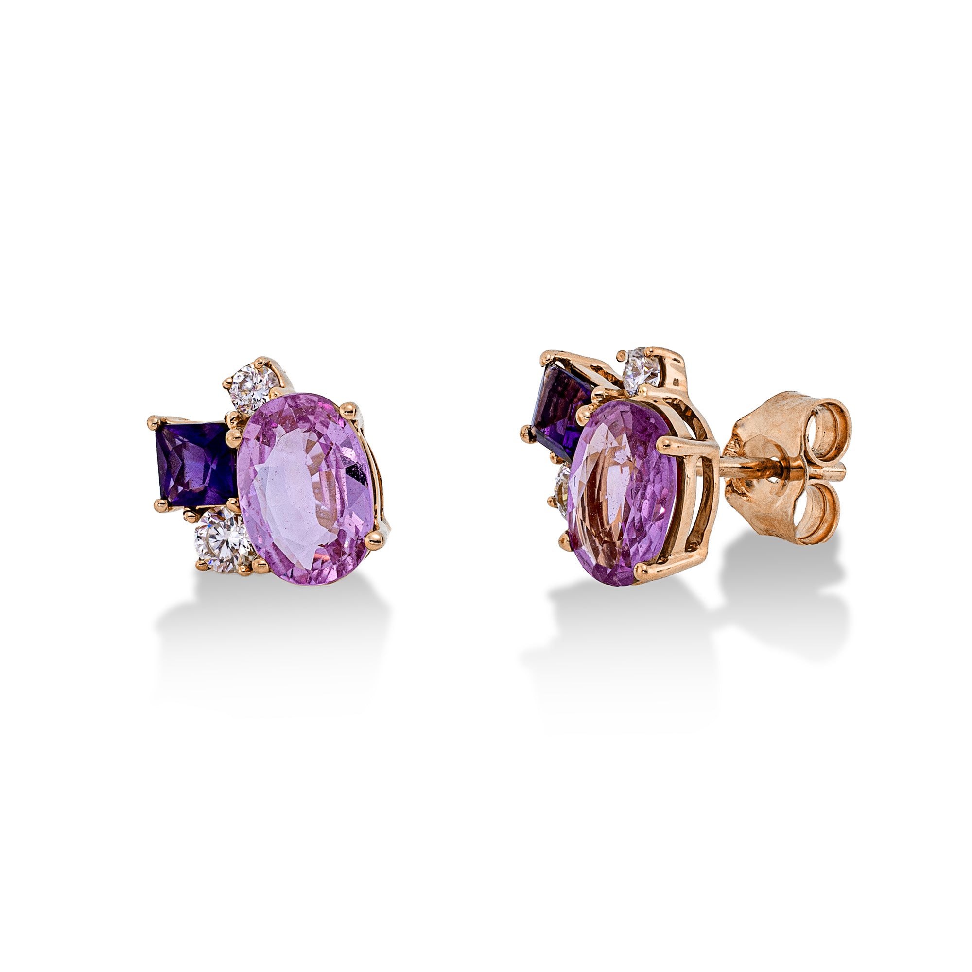 Ohrstecker DD2X69554R 18kt Roségold mit Saphire, Amethyste und Diamanten