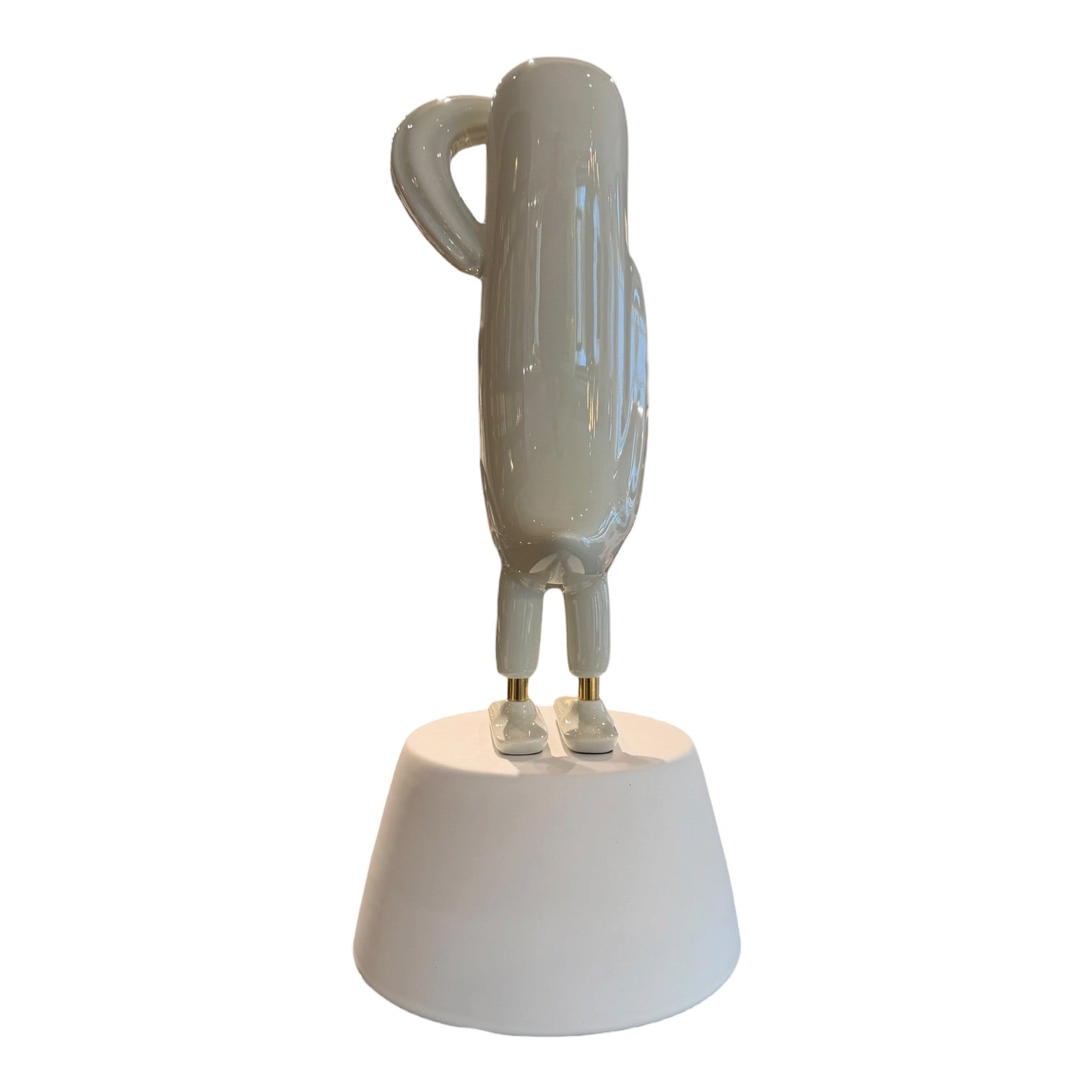 Mini Hopebird, glossy light gray ink. Pedestal