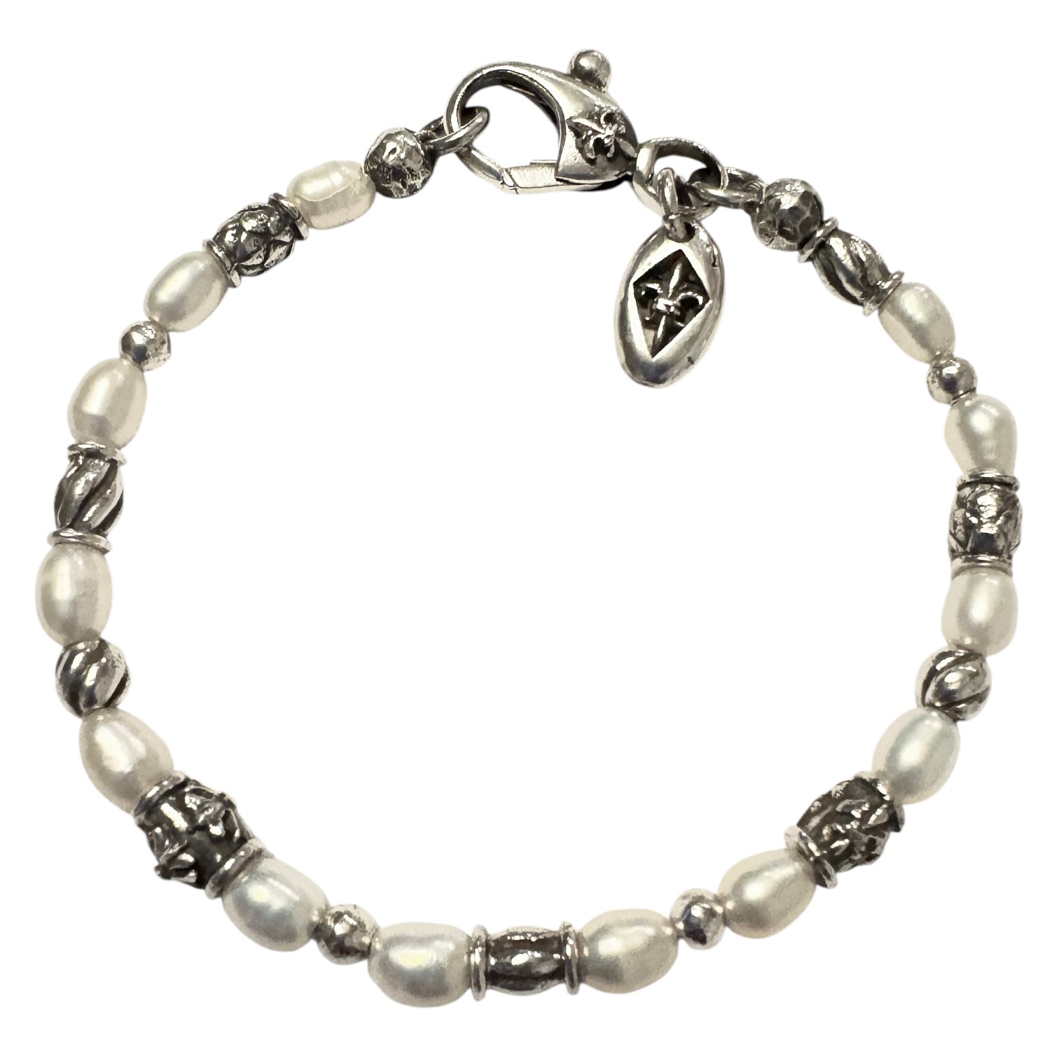 Elf Craft Armband: Mini Tubes, Perle, Silber mit Karabiner