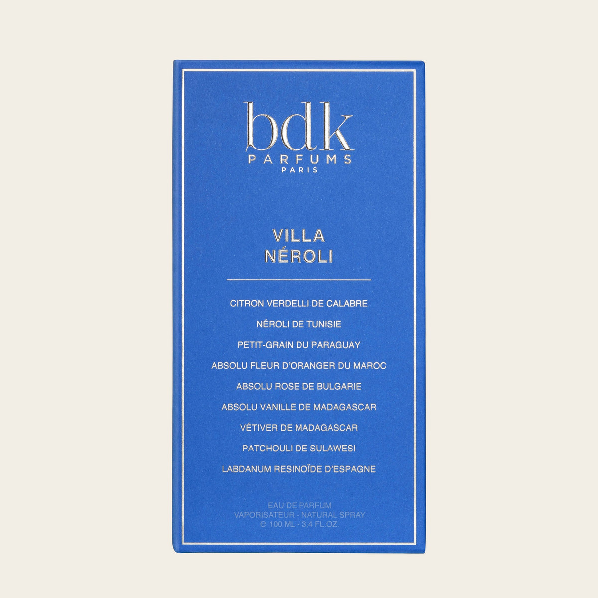 Villa Néroli by BDK Parfums – Eau de Parfum 100 ml packaging with fragrance notes
