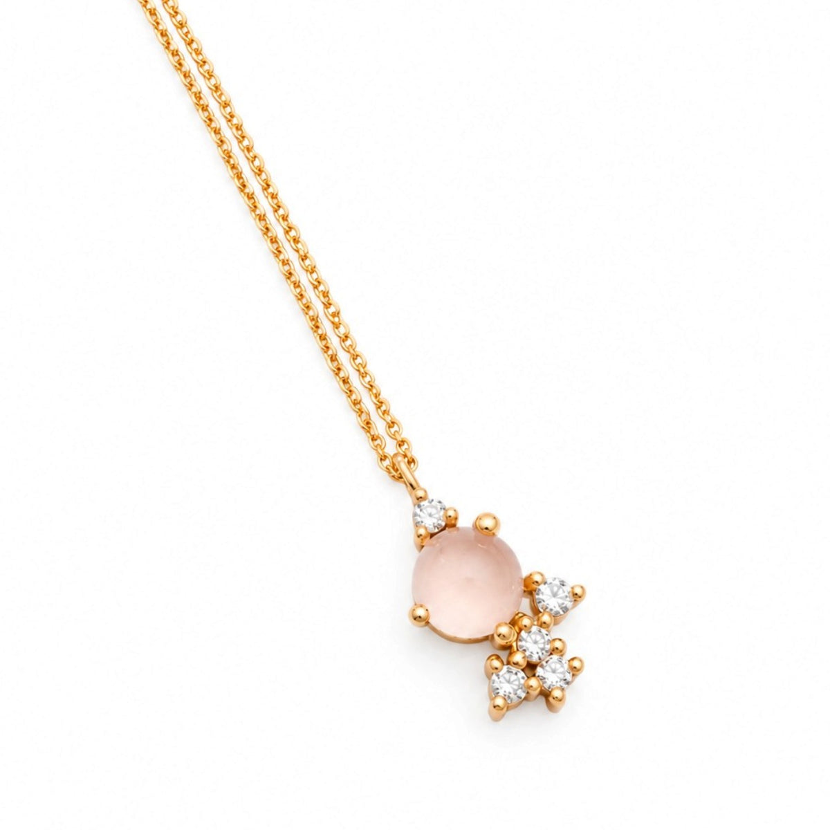 Halskette Stellini, Rosenquarz, 18kt Fairtrade Roségold
