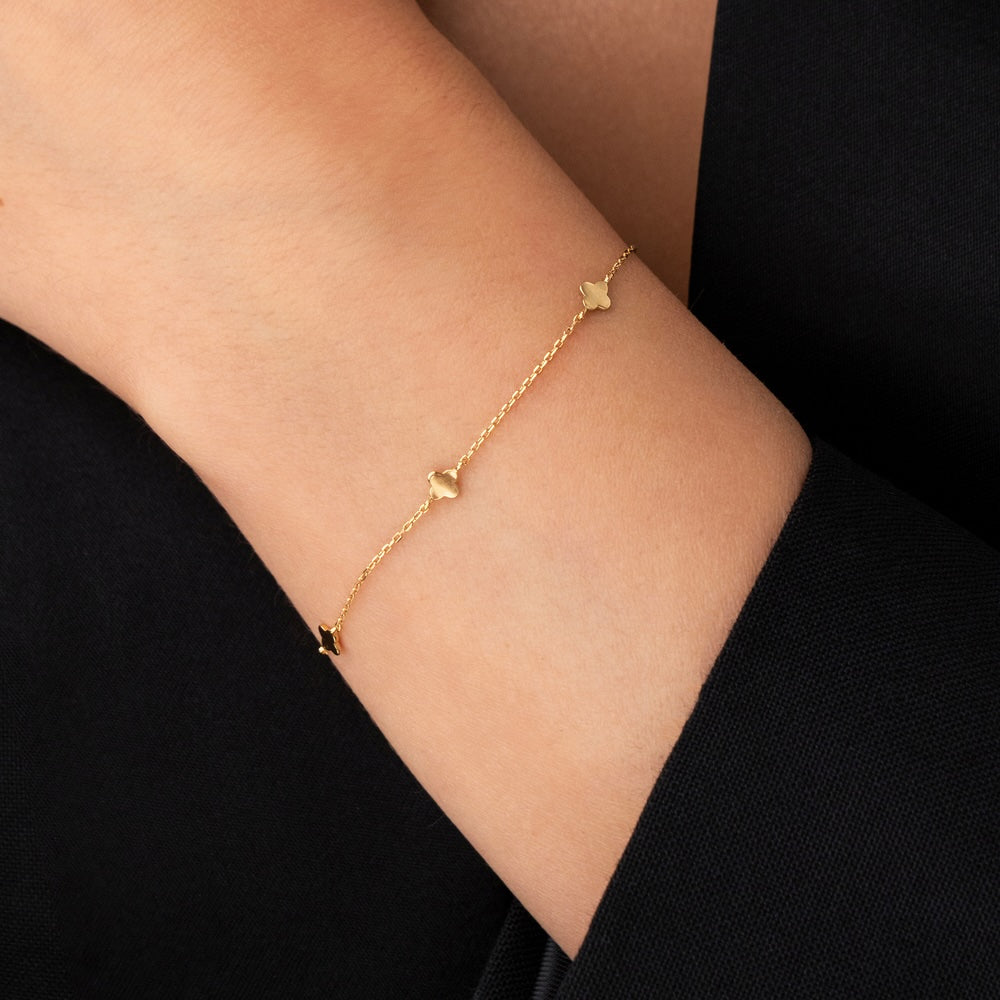 Armkette Mini Clover, 14K Gelbgold