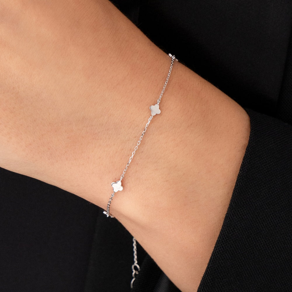Armkette Mini Clover, 14K Weißgold