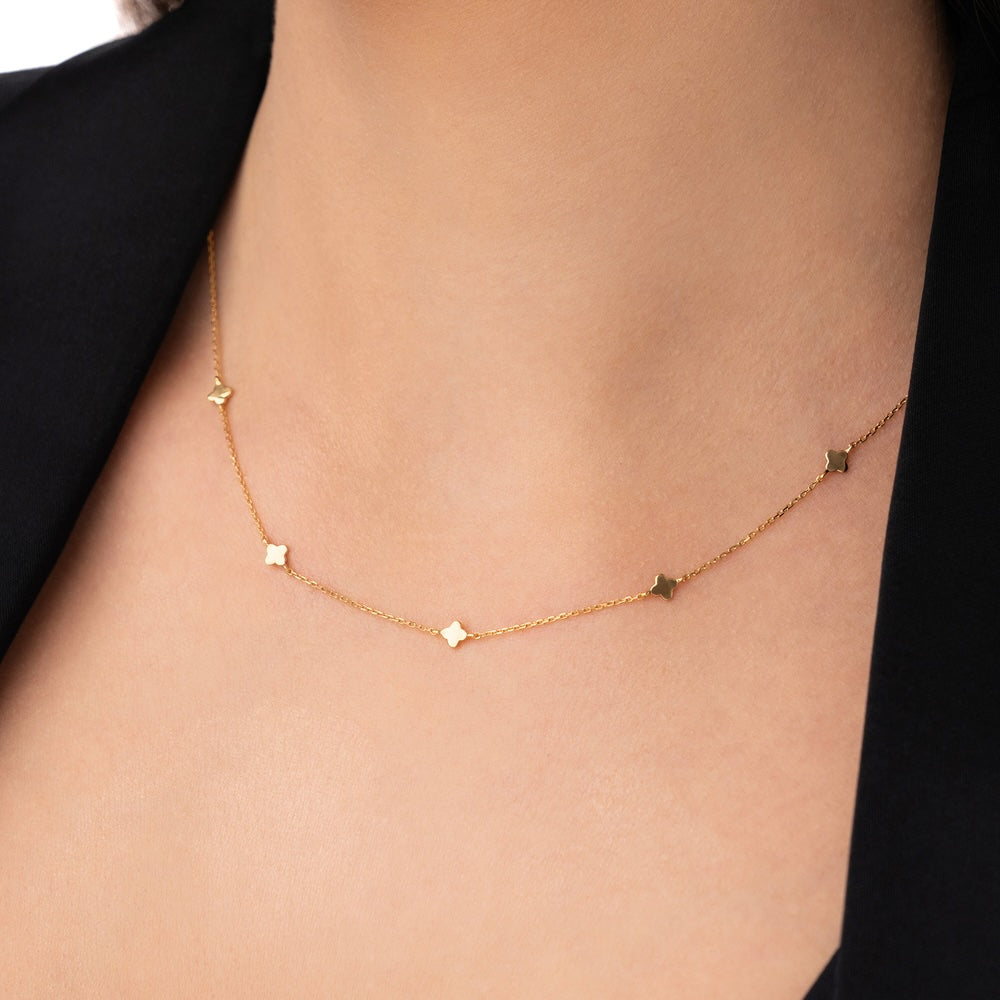 Halskette Mini Clover, 14K Gelbgold