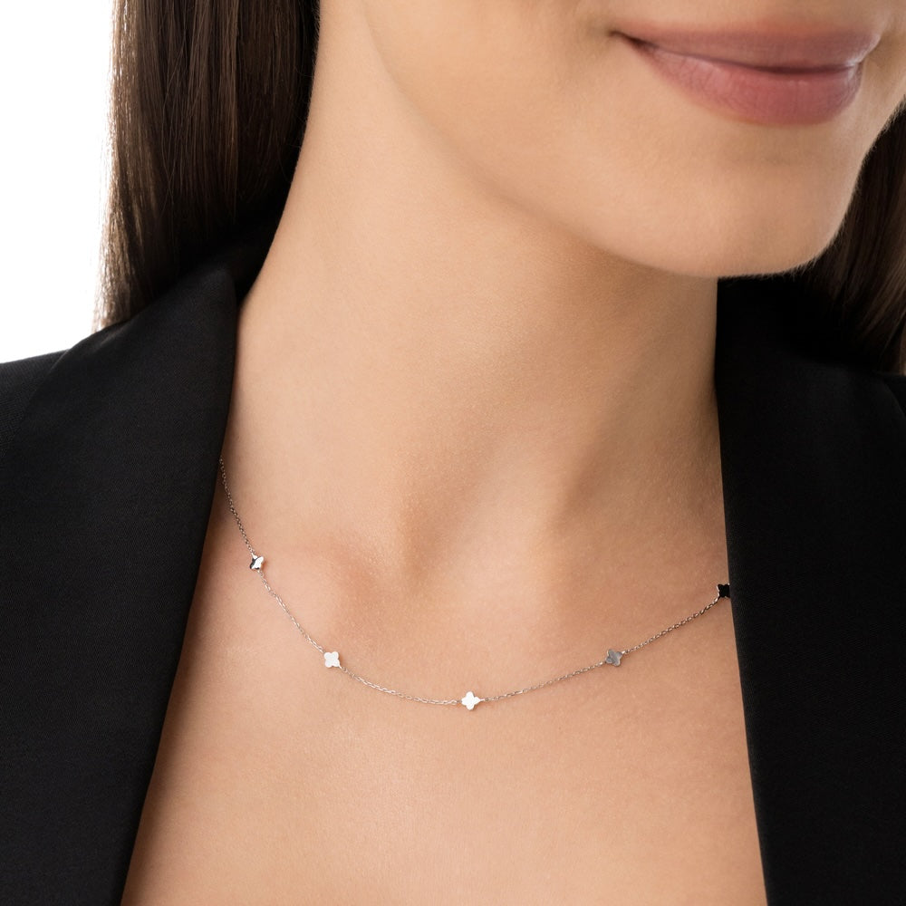 Halskette Mini Clover, 14K Weißgold