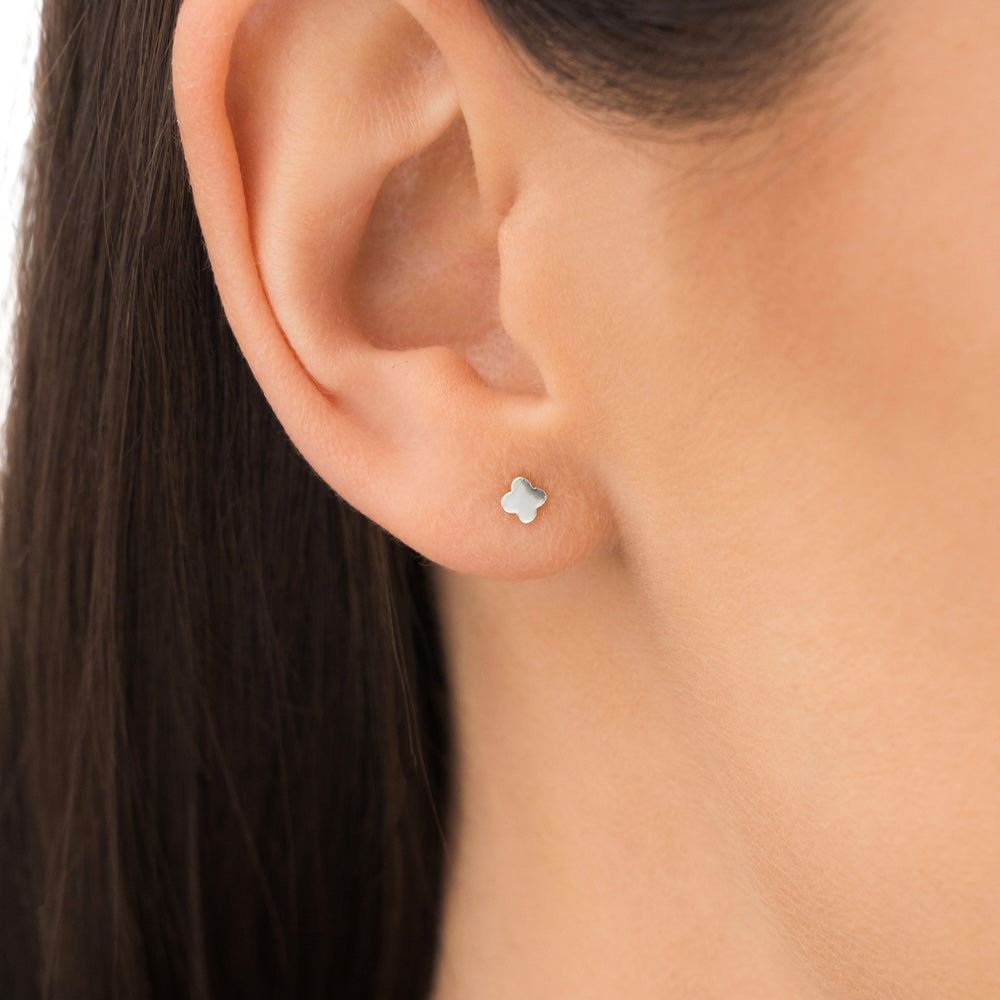 Ohrstecker Mini Clover, 14K Weißgold