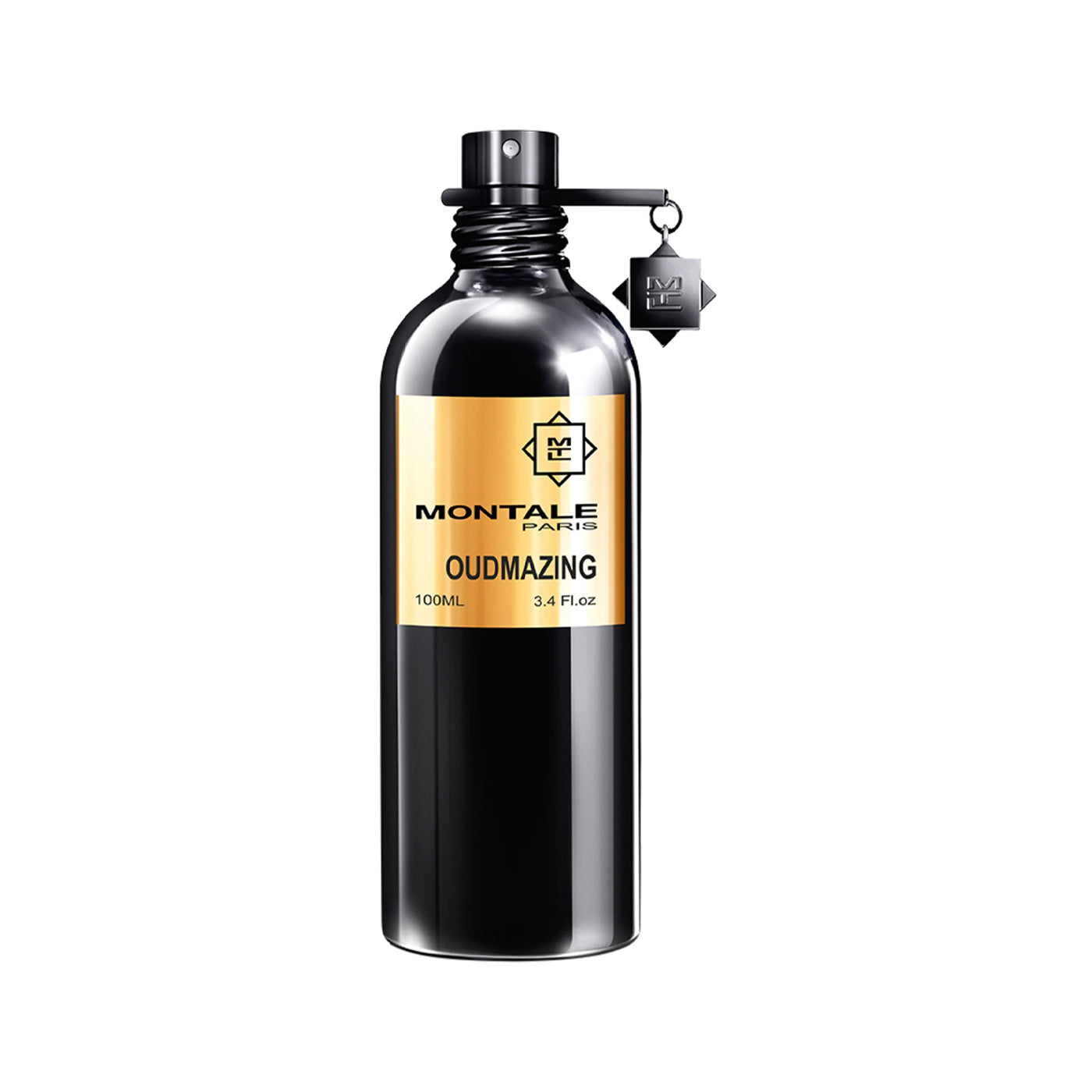 Oudmazing von Montale – intensiver Nischenduft mit malaysischem Oud, Zitrusfrüchten, Feige, Jasmin, Vanille und Leder. 100 ml Flakon in glänzendem Schwarz. Jetzt bei 4D OUTFITTERS erhältlich.