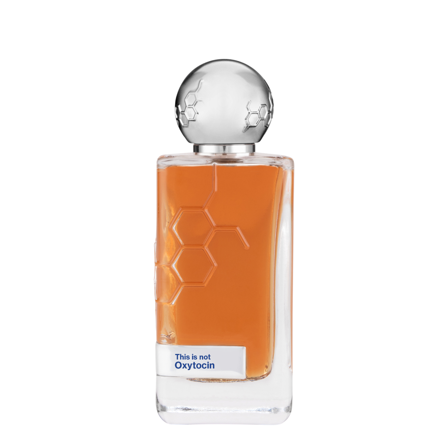 Hormone Paris This is Not Oxytocin Parfum 100 ml Flakon mit transparenter Glasflasche, silberner Kugelkappe mit Molekül-Design und Etikett auf weißem Hintergrund.
