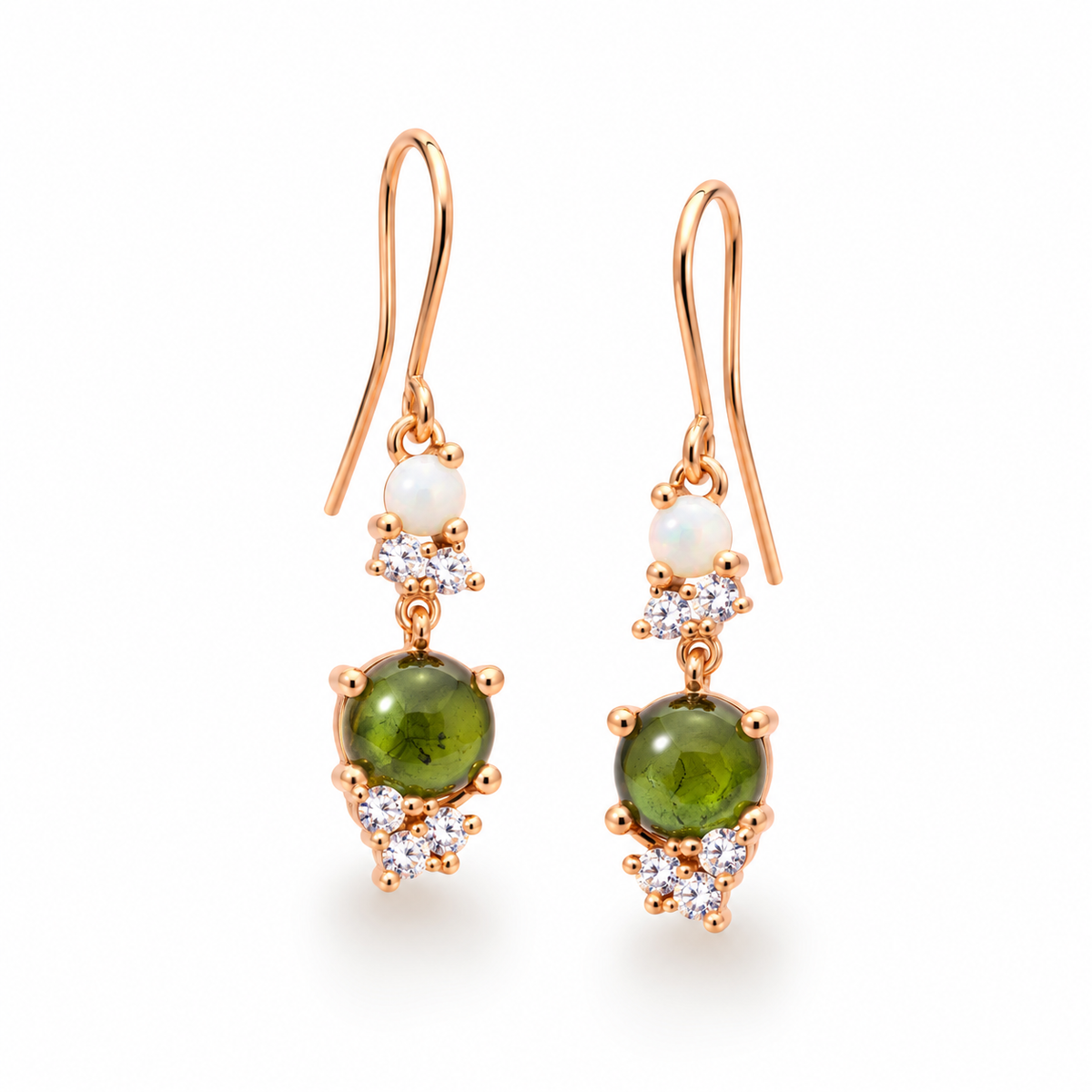 Noën Ohrhänger Stellini aus 18kt Roségold mit Opal, grünem Turmalin und Diamanten Ansicht 1
