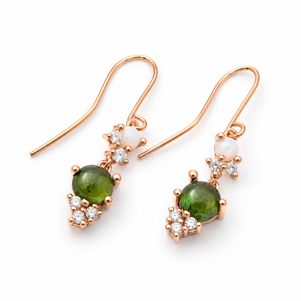 Noën Ohrhänger Stellini aus 18kt Roségold mit Opal, grünem Turmalin und Diamanten Ansicht 2