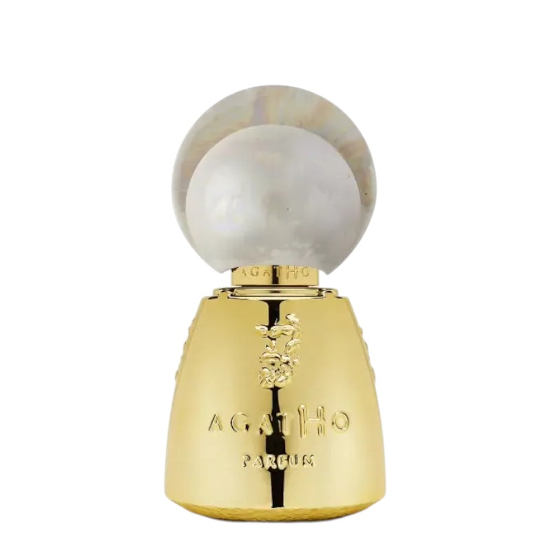 Agatho Rossopompeiano Extrait de Parfum Flakon mit handgefertigtem Porzellandeckel nach italienischer Tradition auf weißem Hintergrund.