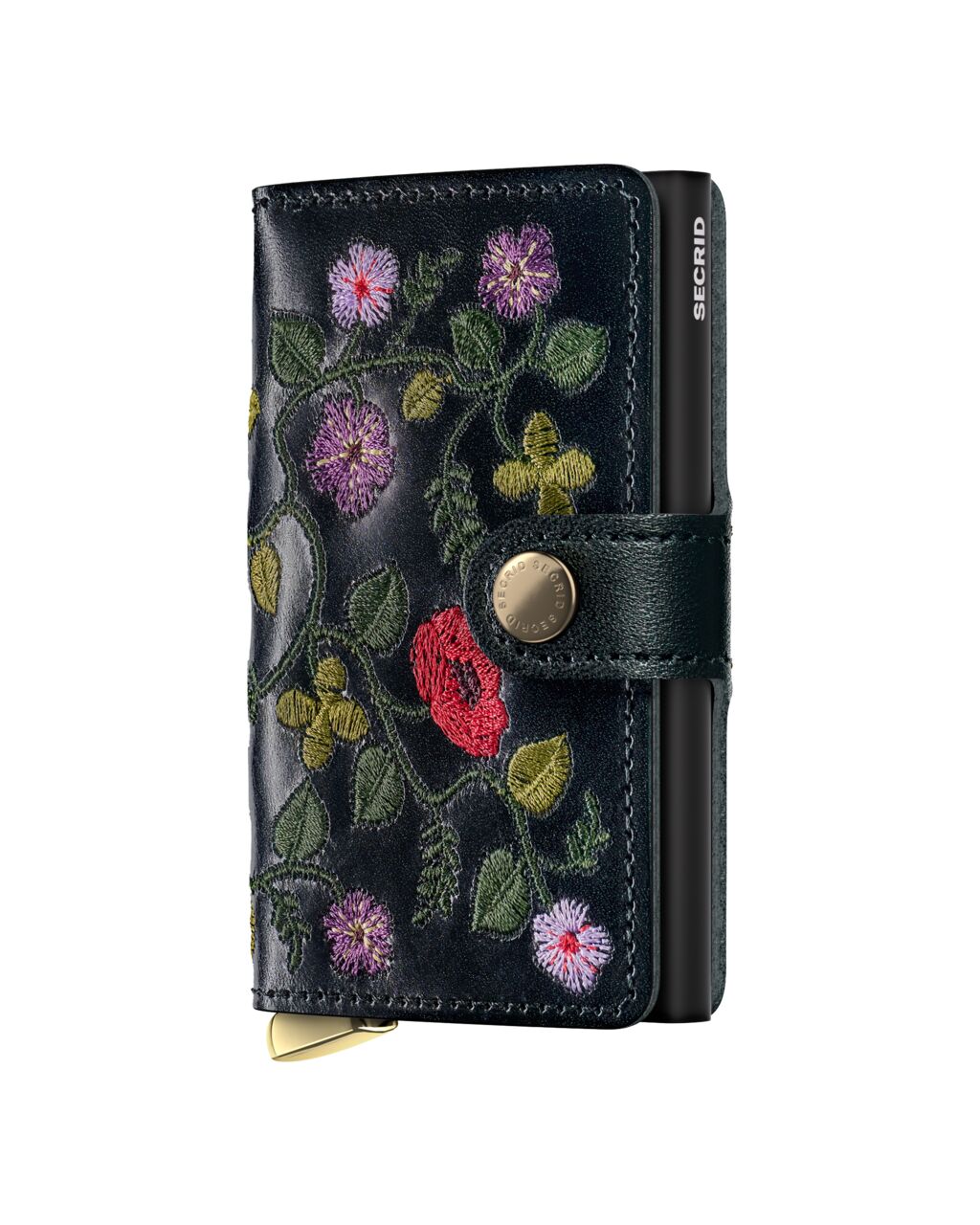 Secrid Premium+ Miniwallet Stitch Floral, suitable for metal cards