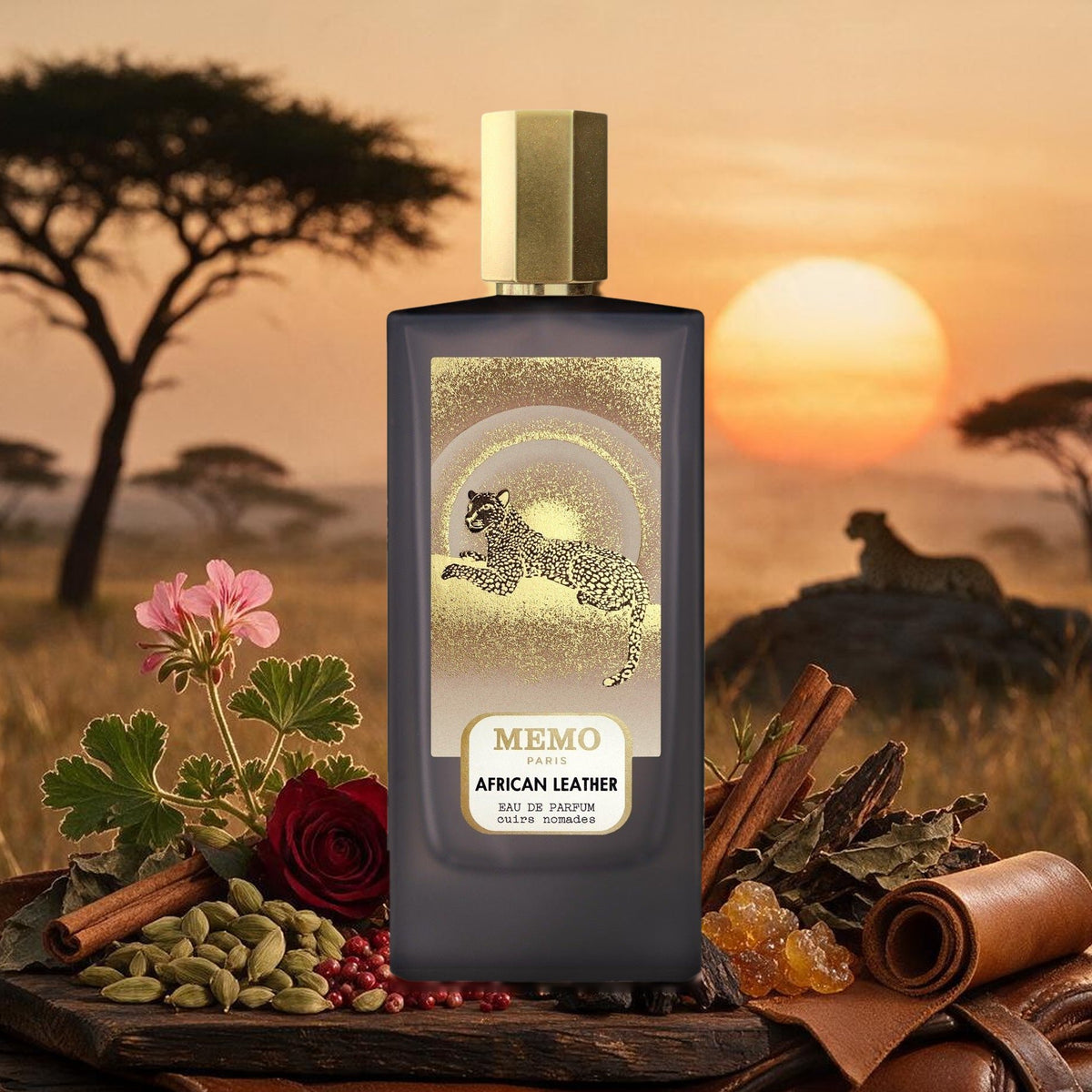 African Leather von Memo Paris – Flakon in der Savanne mit Kardamom, Rose, Zimt und Leder