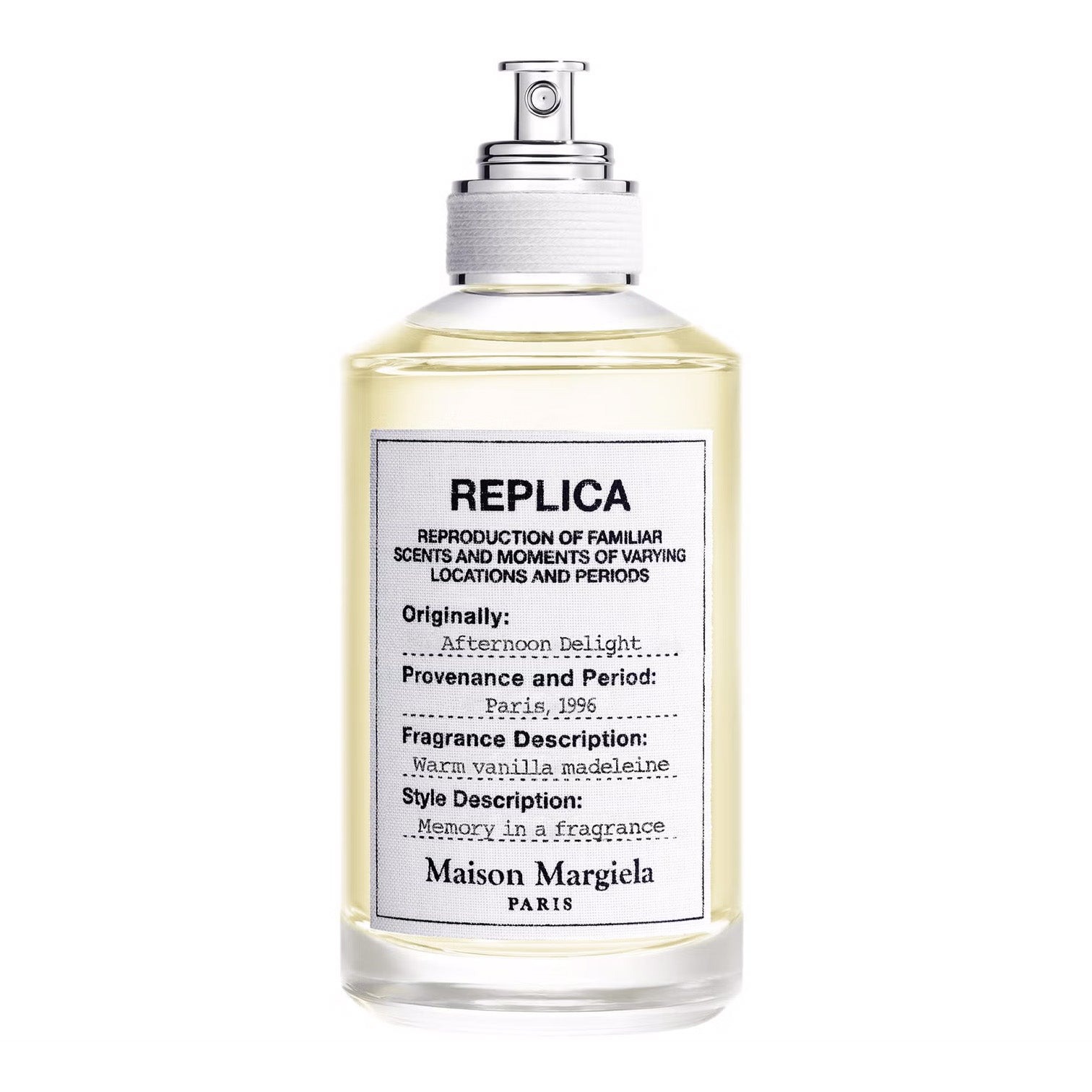 Afternoon Delight von Maison Margiela – ein süßer Gourmand-Duft mit Madeleine, Vanille und Sandelholz. Eau de Toilette im eleganten 100 ml Flakon. Jetzt bei 4D OUTFITTERS erhätlich.