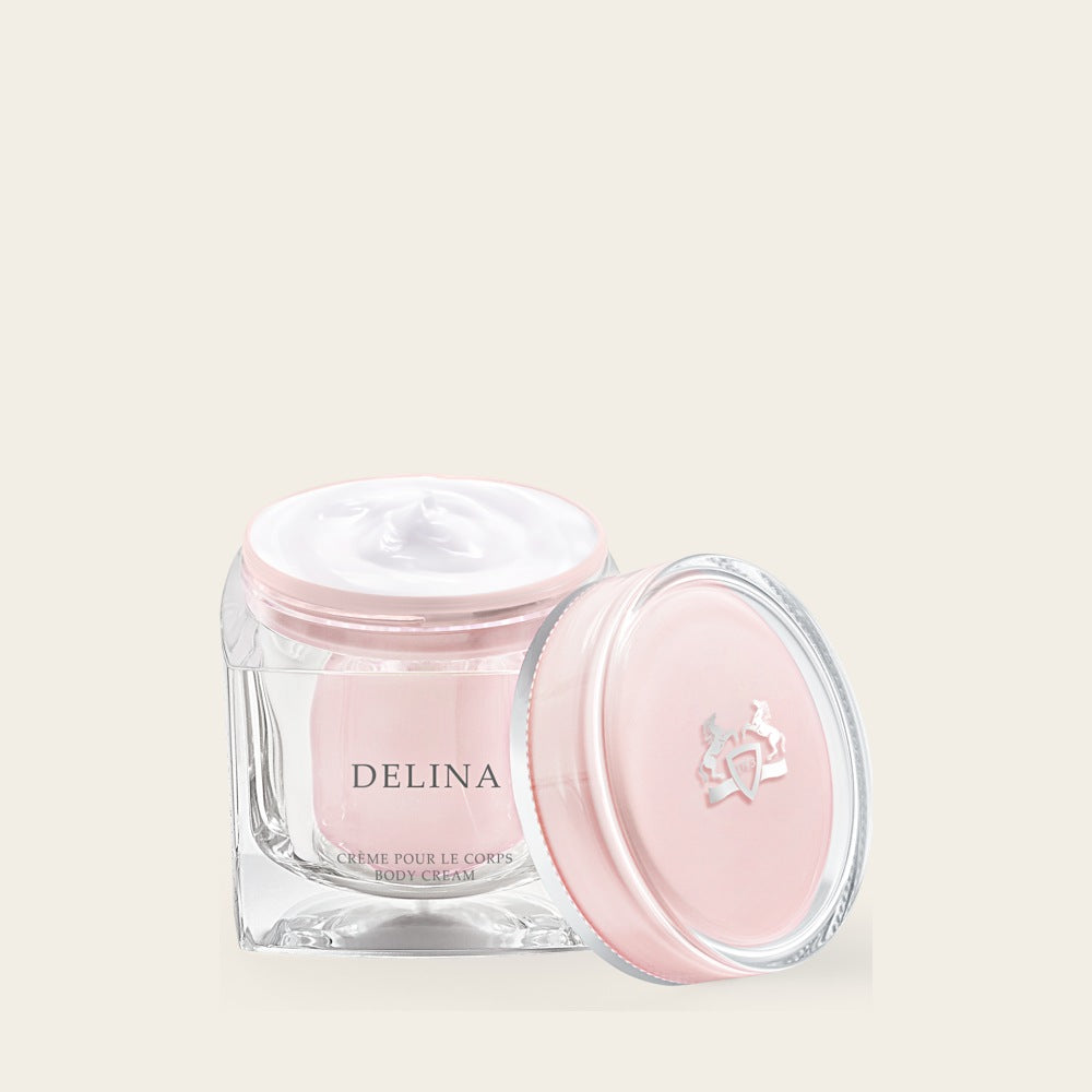 Delina Body Cream von Parfums de Marly – geöffneter Tiegel mit Creme
