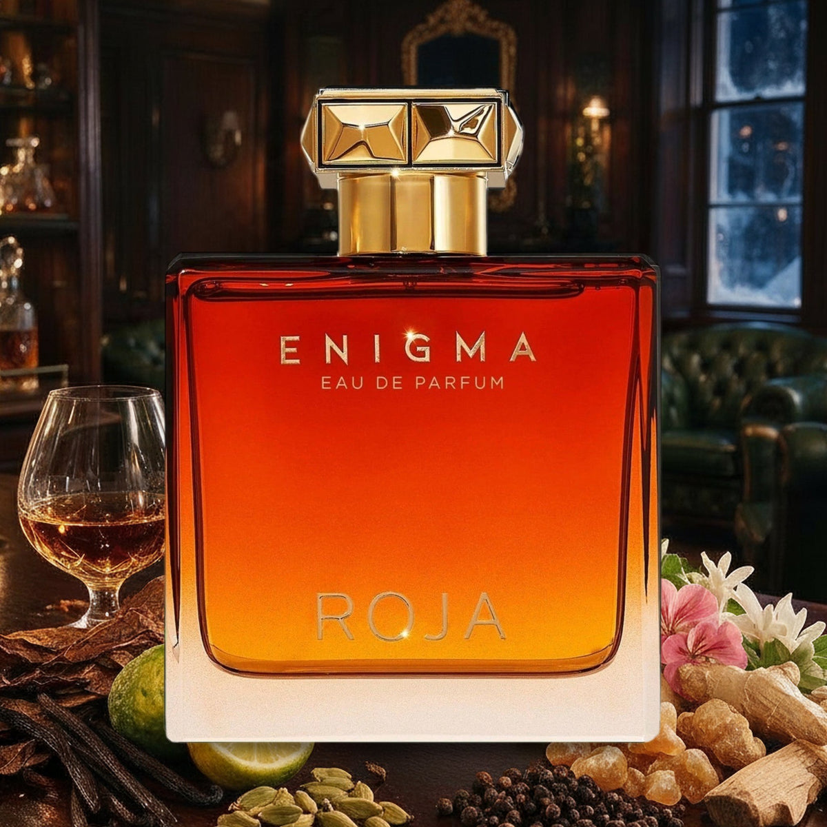 Enigma Pour Homme von Roja Parfums mit Cognac, Tabak, Vanille und Bergamotte in Londoner Herrenclub am Winterabend