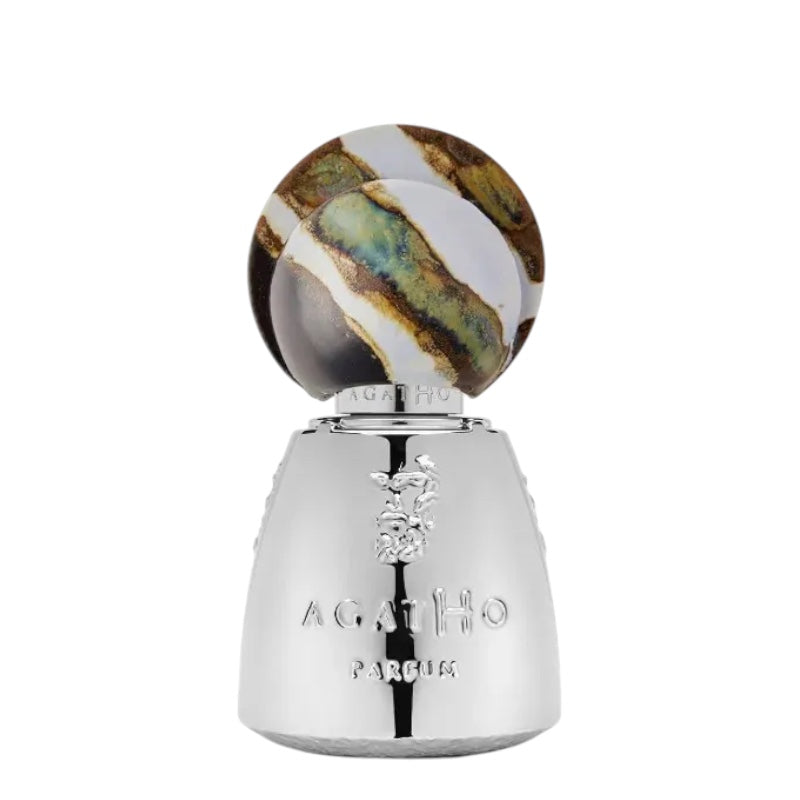 Agatho Fauno Extrait de Parfum Flakon mit handgefertigtem Porzellandeckel nach italienischer Tradition auf weißem Hintergrund.