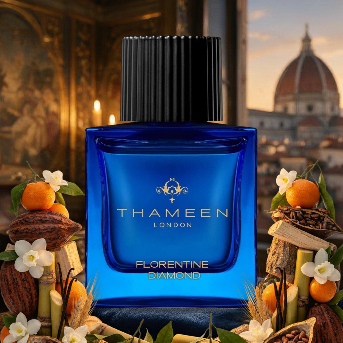 Florentine Diamond von Thameen in einem Florentiner Palazzo mit Domblick am Herbstabend, mit Kakao, Mandarine und Tuberose