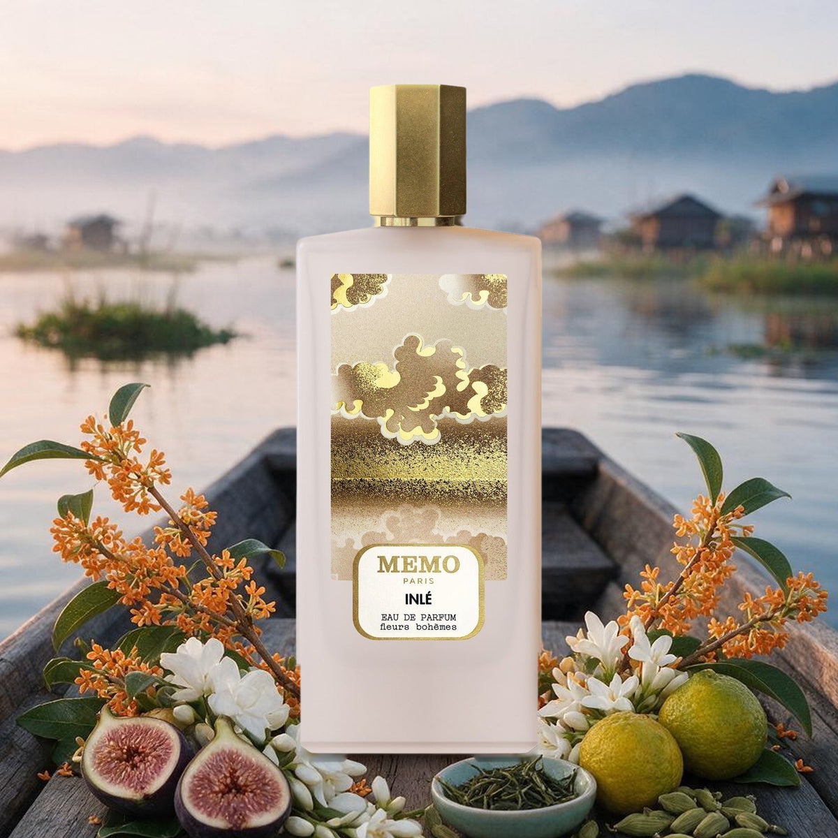 Inlé by Memo Paris – bottle on Inle Lake with osmanthus, fig, jasmine and green tea