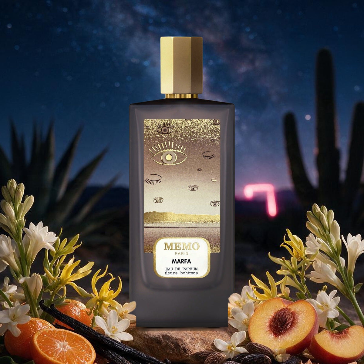 Marfa von Memo Paris – Flakon in der Wüstennacht mit Tuberose, Orangenblüte und Vanille