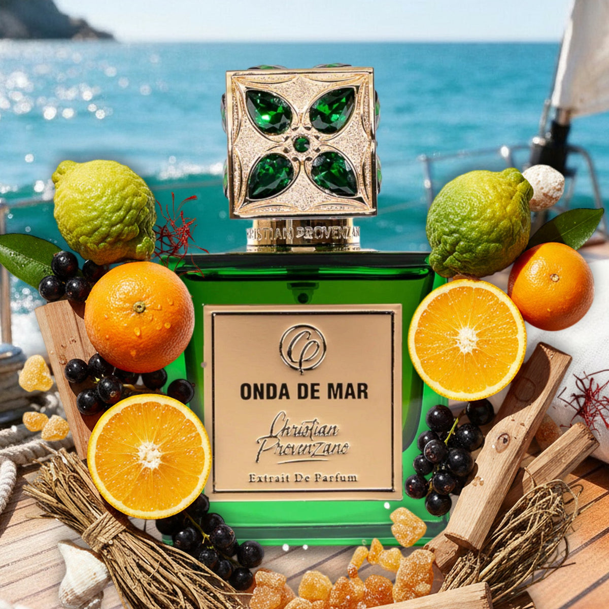 Onda de Mar von Christian Provenzano mit Bergamotte, Orange, Johannisbeere und Sandelholz an Deck einer Segeljacht