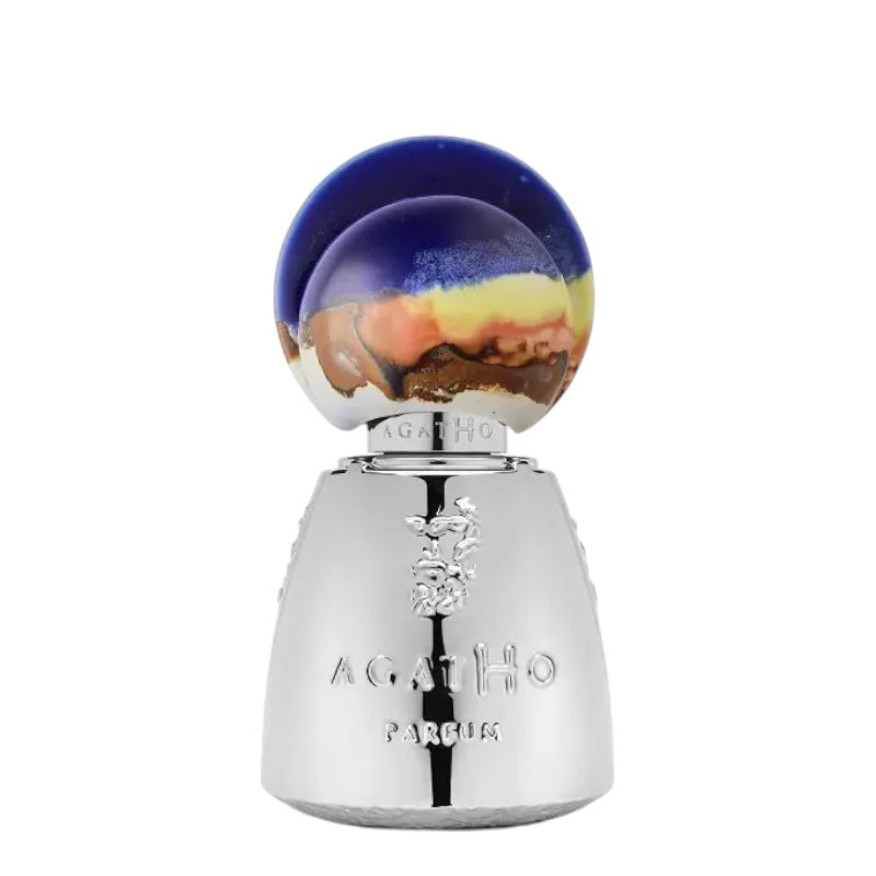 Agatho Sileno Extrait de Parfum Flakon mit handgefertigtem Porzellandeckel nach italienischer Tradition auf weißem Hintergrund.