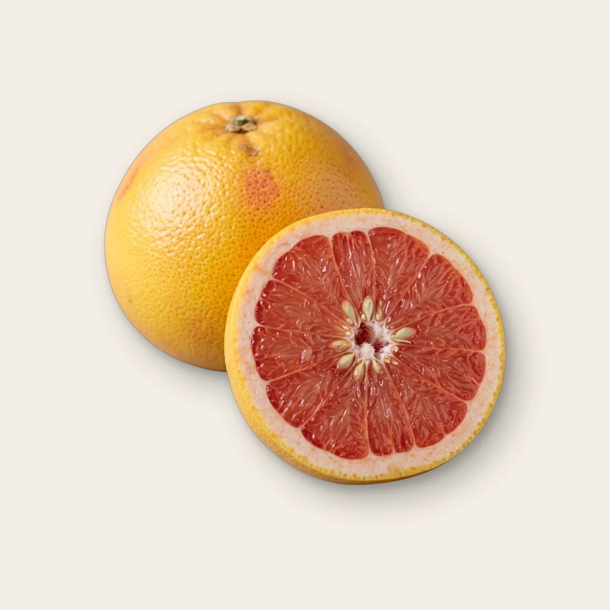Grapefruit (Citrus × paradisi) – Duftnote, Studiobild auf Leinen, Bild generiert