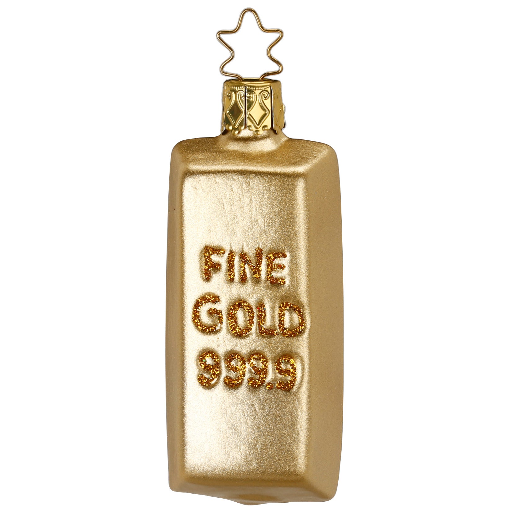 Glaskugel Anhänger Goldbarren, 8.5 cm 10041S016 von Inge Glas