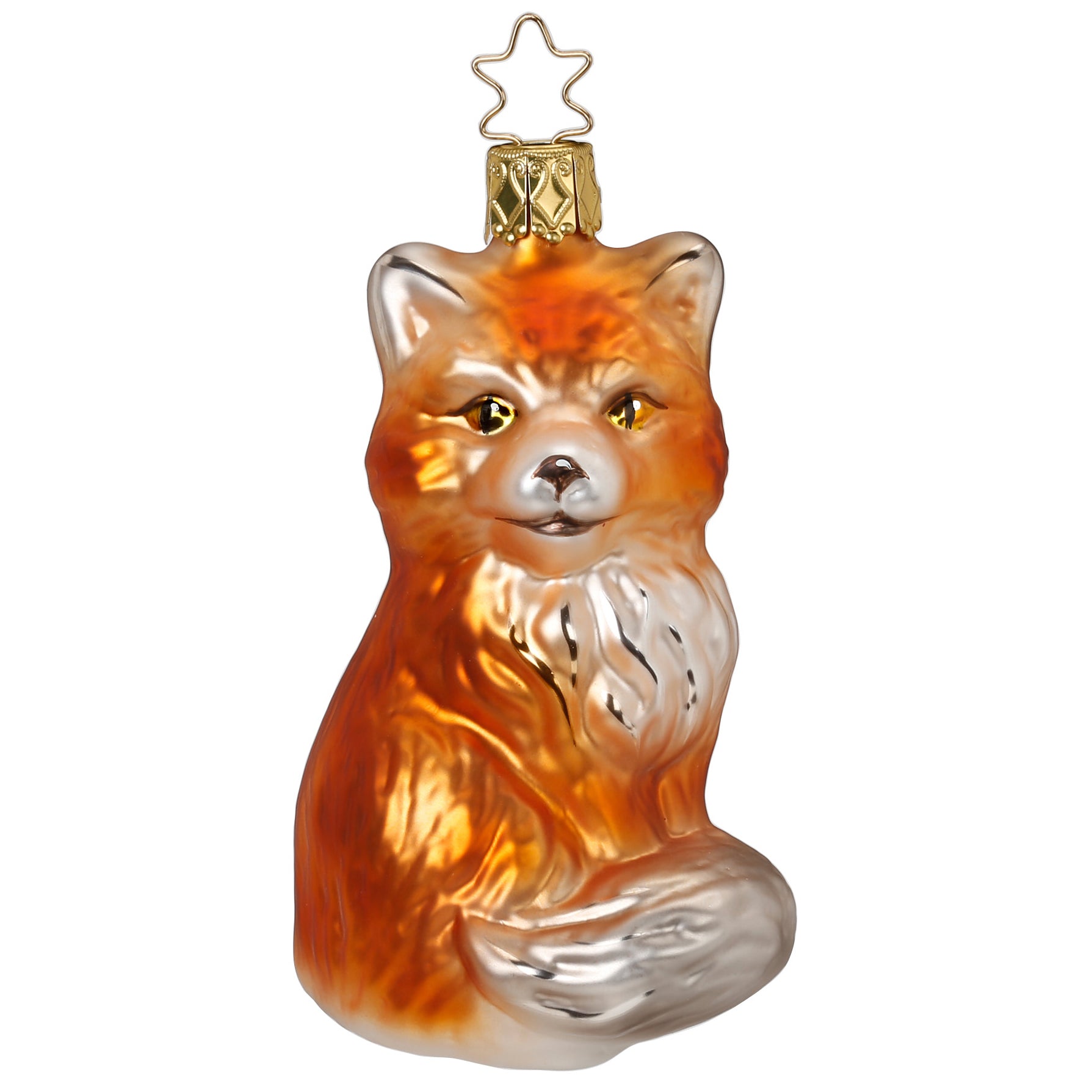 Glaskugel Anhänger Fuchs kupfer, rost, orange, 10058S016, Inge Glas
