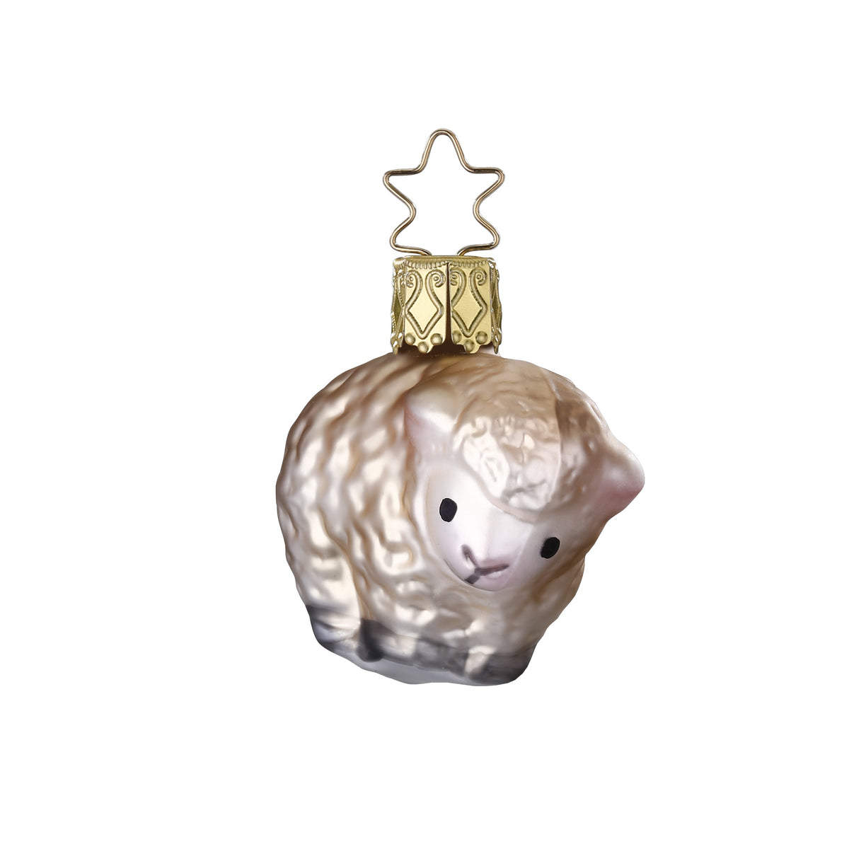 Inge Glas glass ornament small silver-grey sheep with curly fleece, 4.5 cm
