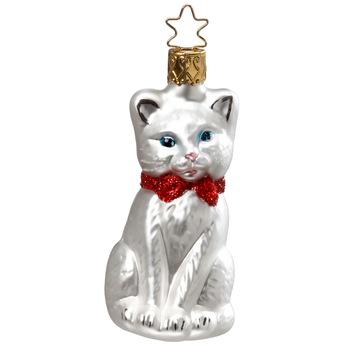 Inge Glas Christbaumschmuck weißes Kätzchen, 8,5 cm