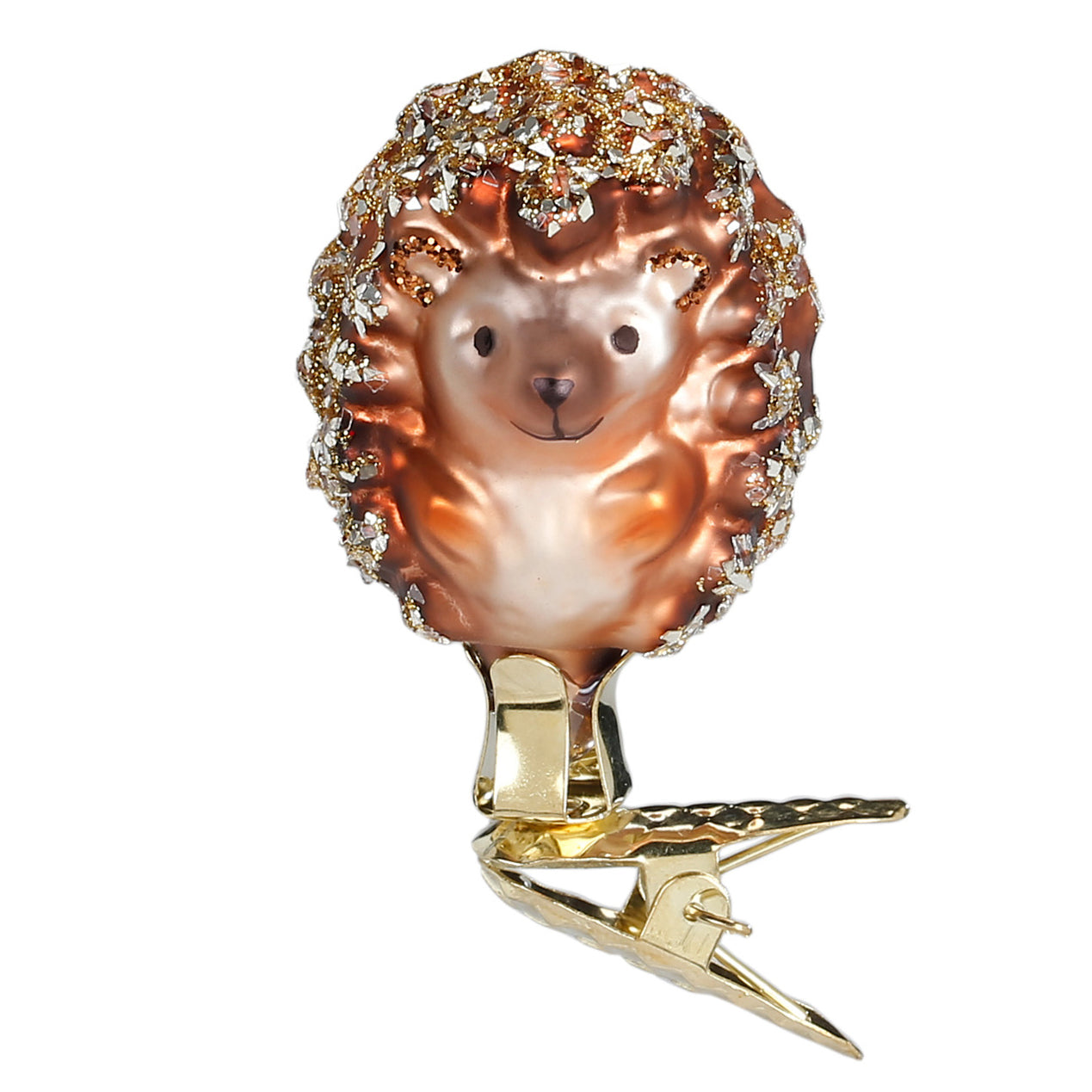Clip Glaskugel kleiner Igel braun gold von Inge Glas 10153S015