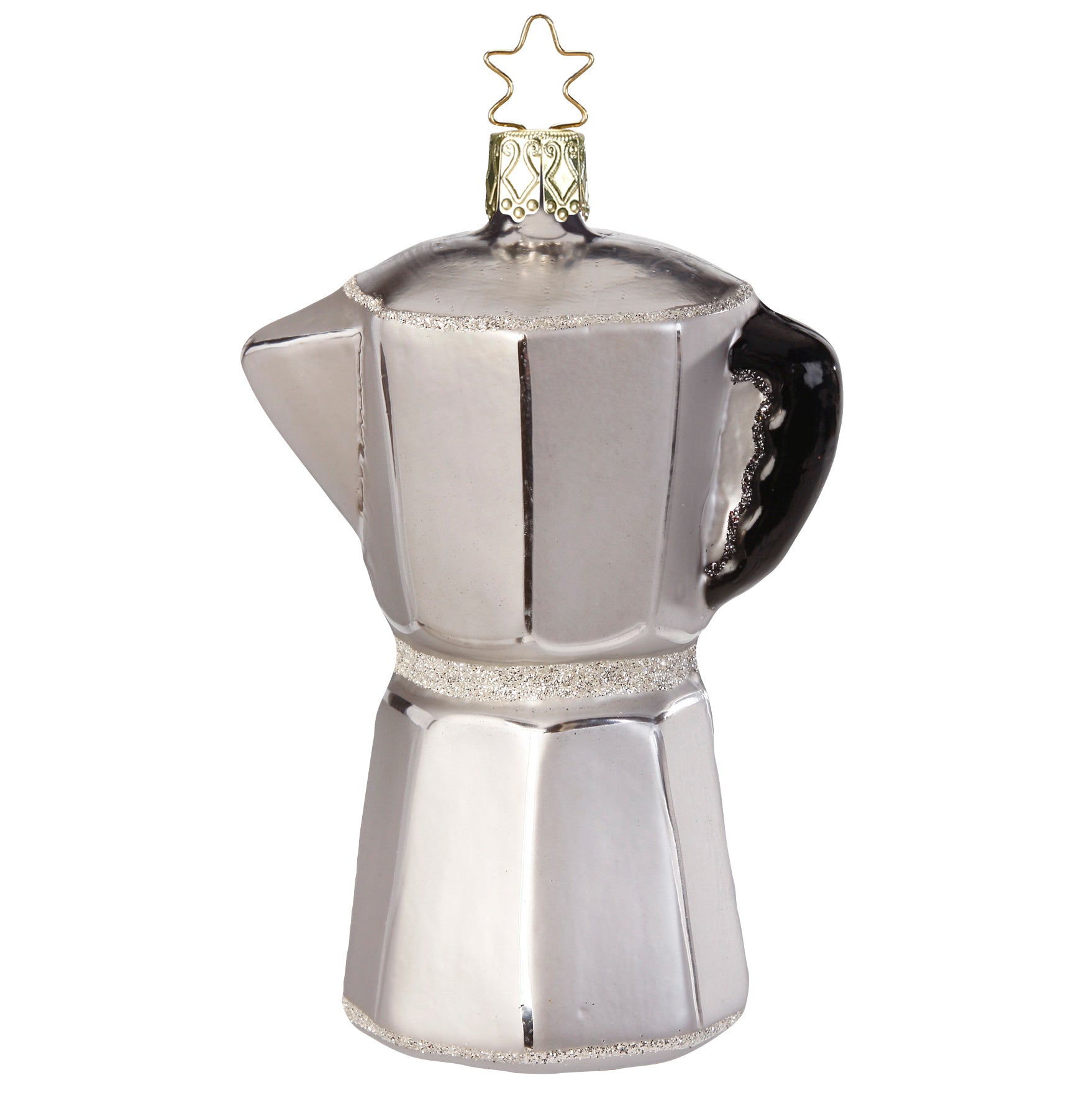 Glaskugel Hänger Espressokanne silber 10257S015 Inge Glas
