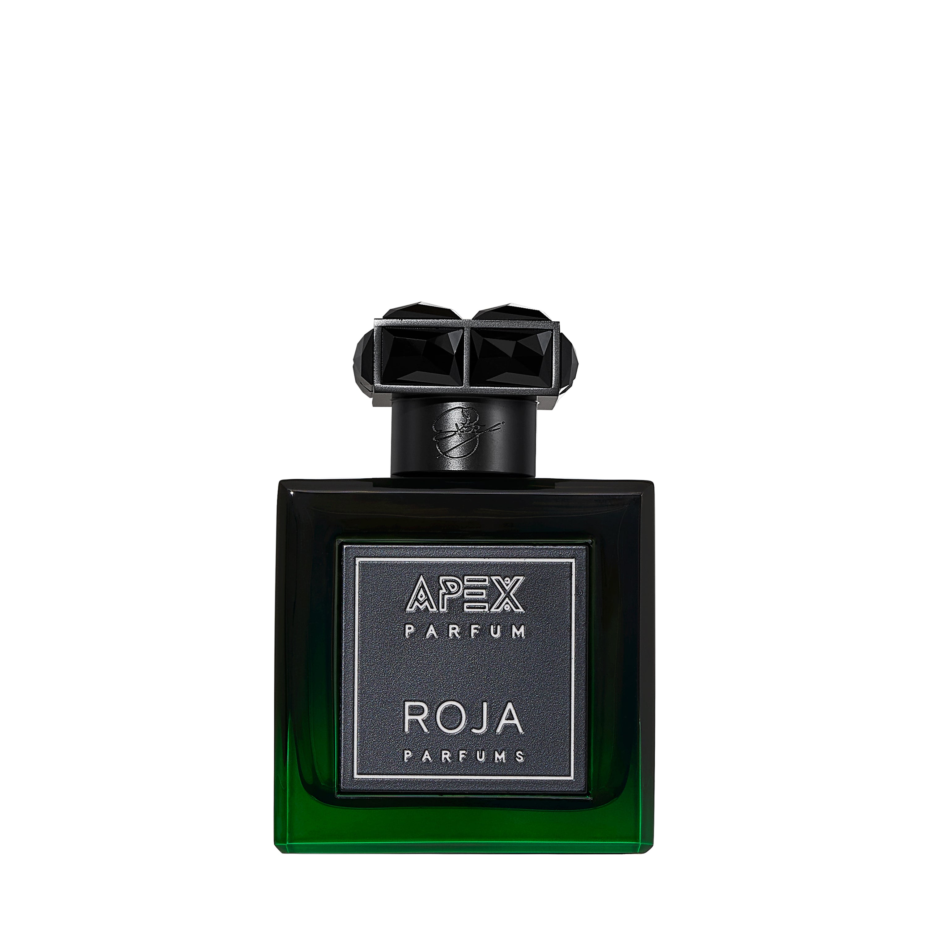 Roja Apex Parfum – luxuriöser Flakon mit schwarzer Kristall Kappe, vereint frische und tiefe Noten. Jetzt bei 4D OUTFITTERS erhältlich.​