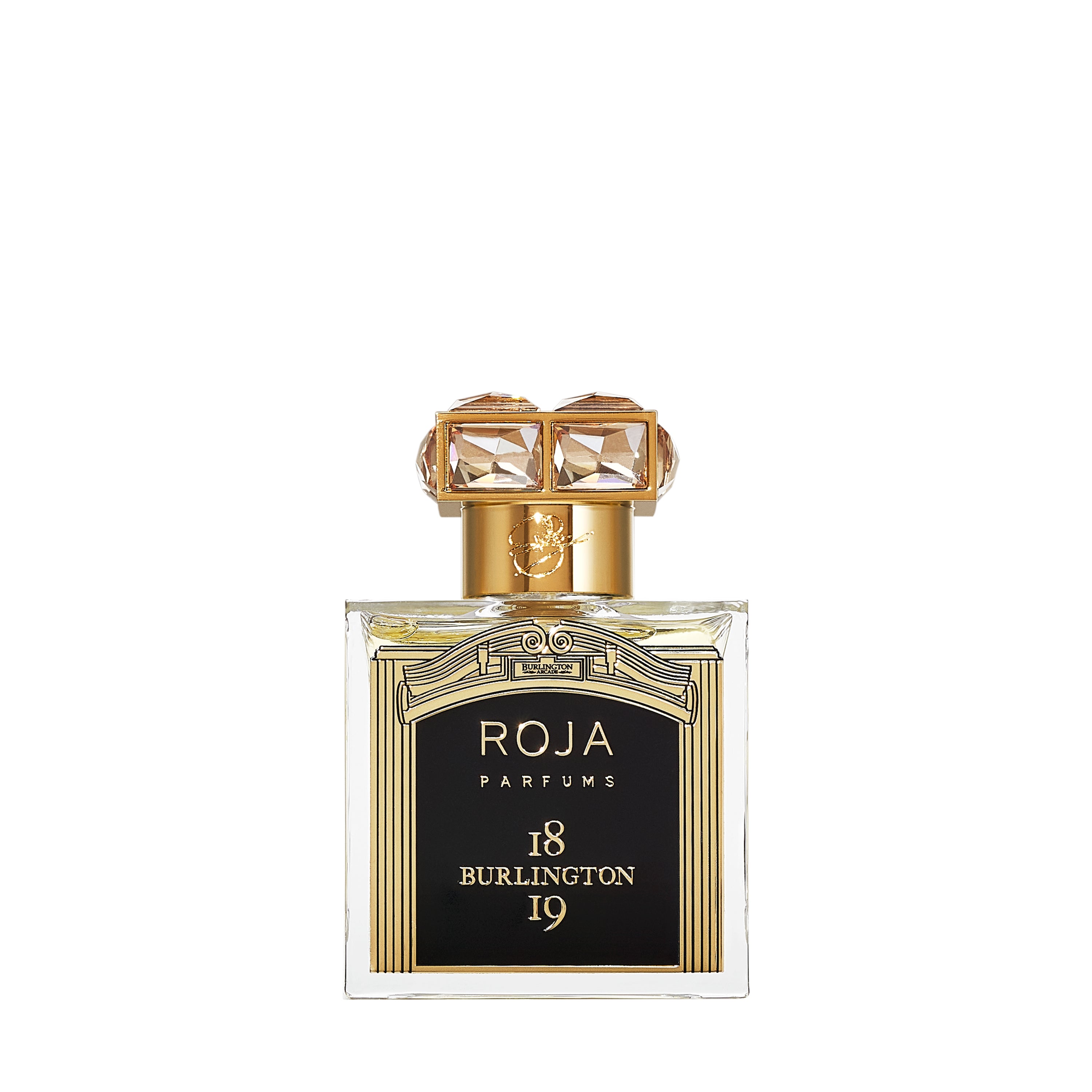 Burlington 1819 Eau de Parfum von Roja Parfums – eleganter Flakon mit goldener Kristall Kappe, vereint Frische und Tiefe. Jetzt bei 4D OUTFITTERS erhältlich.​ 
 5060370918881