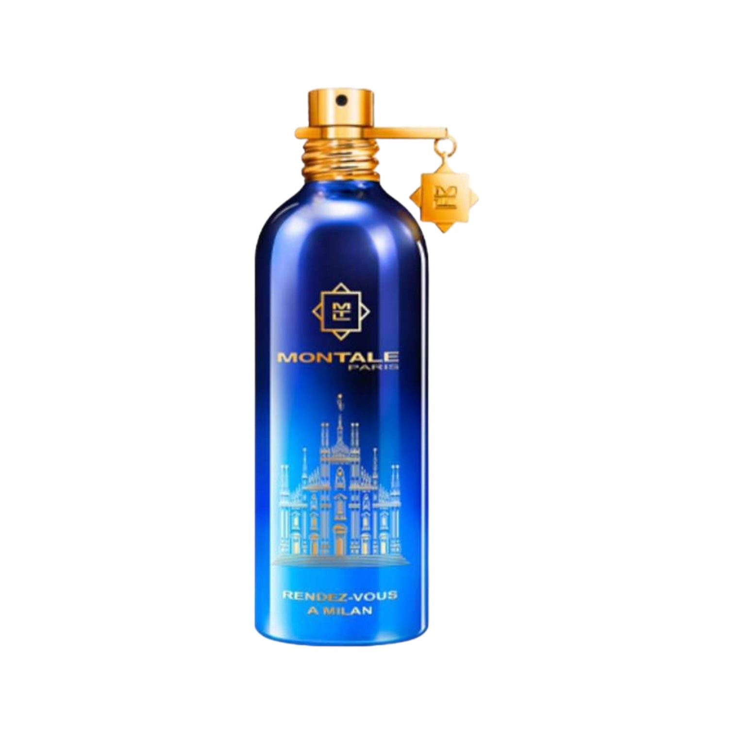 Flakon des Parfums Rendez-vous à Milan von Montale, ein luxuriöser Duft mit einer eleganten goldenen und schwarzen Gestaltung, inspiriert von der Mode- und Kulturmetropole Mailand."