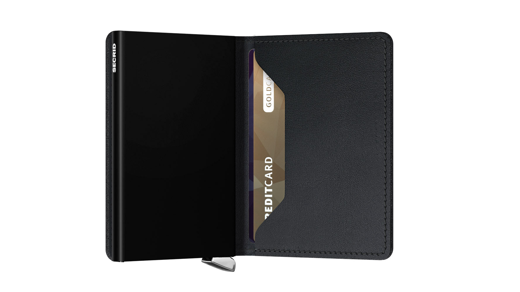 Secrid-Slimwallet-Emboss-Lines-Black-Inox-Semi-Open