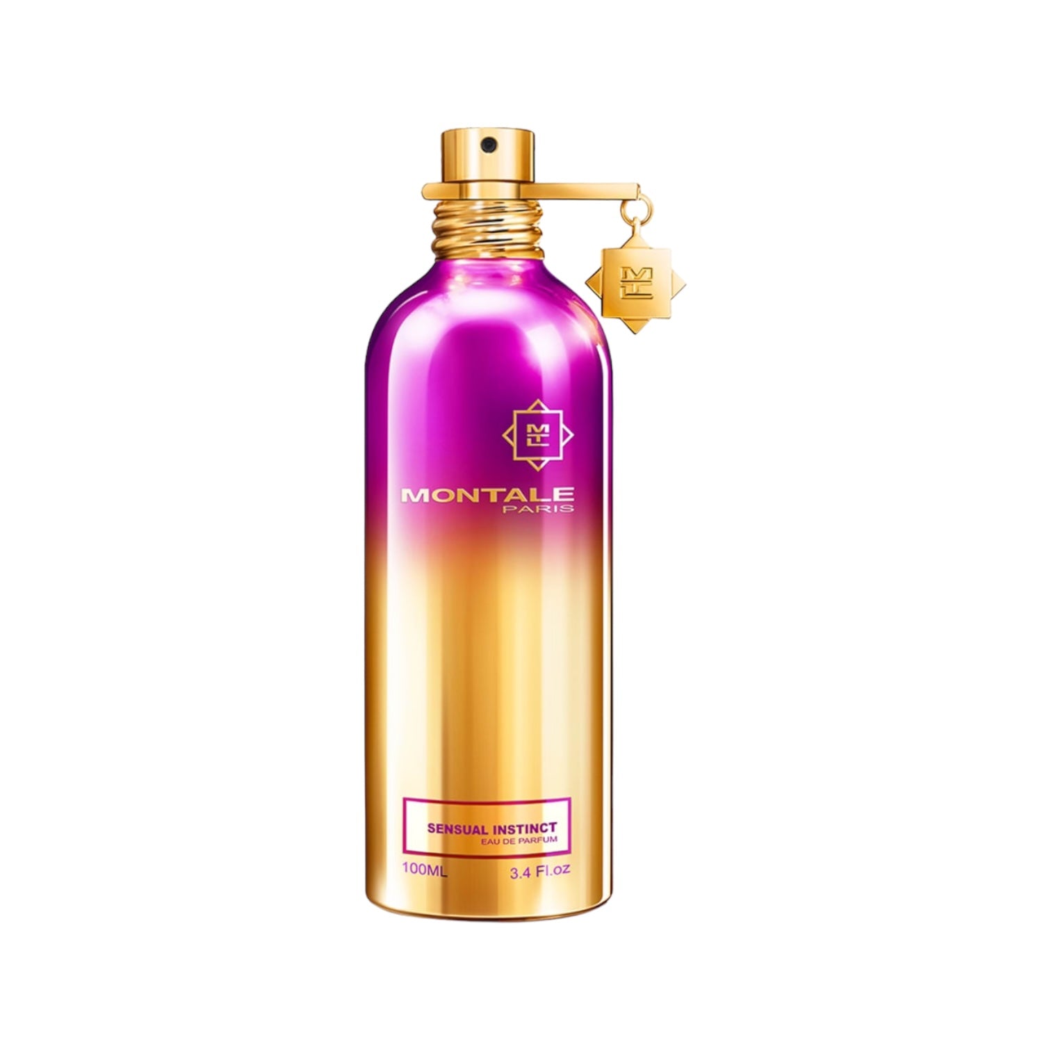 Flakon des Unisex-Parfums "Sensual Instinct" von Montale mit 100 ml Inhalt. Der Duft kombiniert Noten von geröstetem Kaffee, Rose, Praline, Amber, Zedernholz und Eichenmoos. 